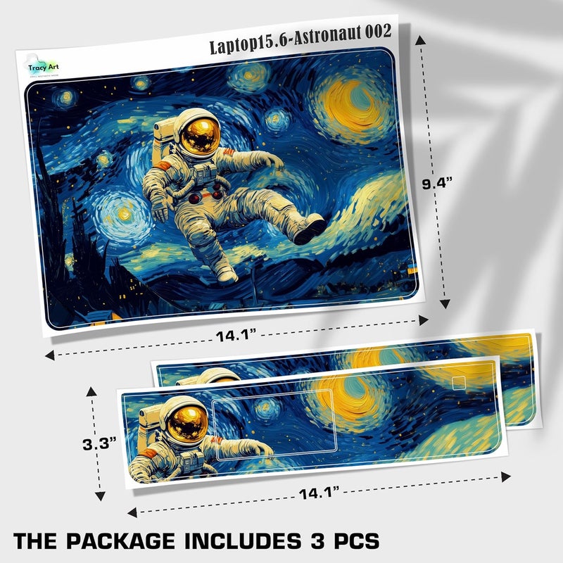 TracyArt Laptop Skin Decal HP 15.6" - Astronaut Art, Laptop Cover Sticker, No Cutting Required, No Bubble, Waterproof, Scratch Resistant - Including Wide Screen and Wrist Pad - Image 2